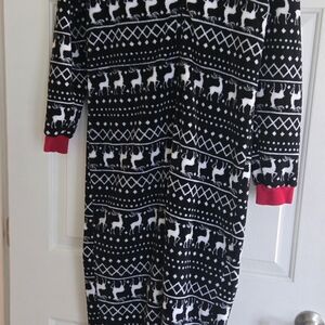 Dreamworks Black and White Reindeer Onesie with Red Accents